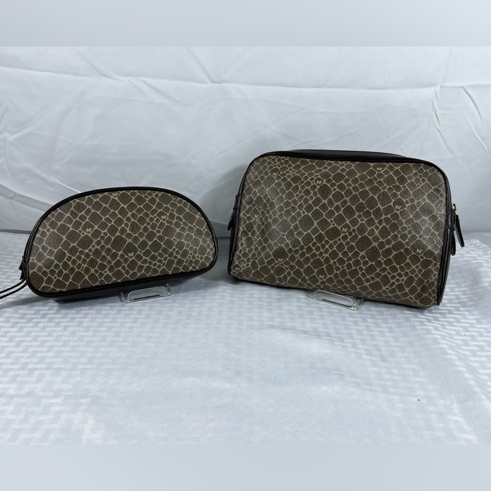 7003: Vintage Nina Ricci Monogram Travel Pouch & Cosmetic Case Set